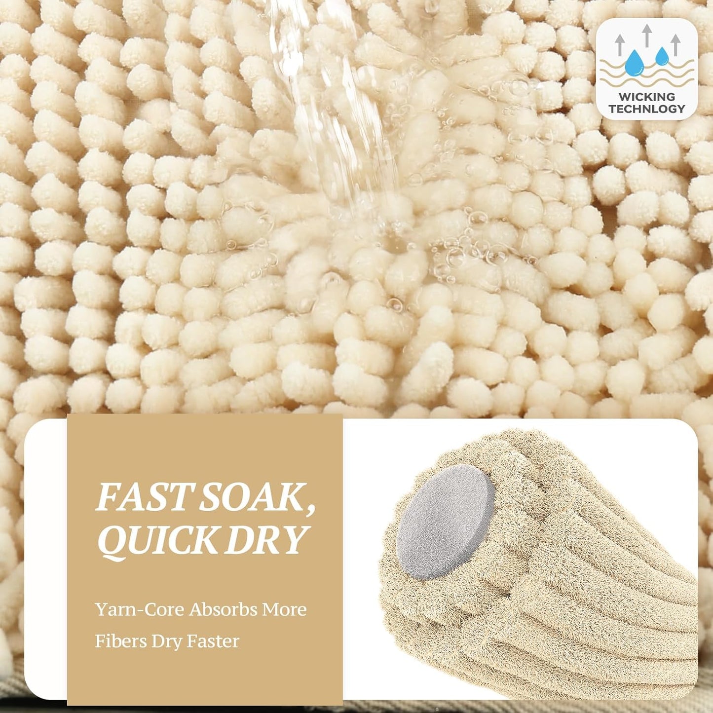 Dog Door Mat Absorpmax Dog Mat for Muddy Paw, 31 × 20", Beige