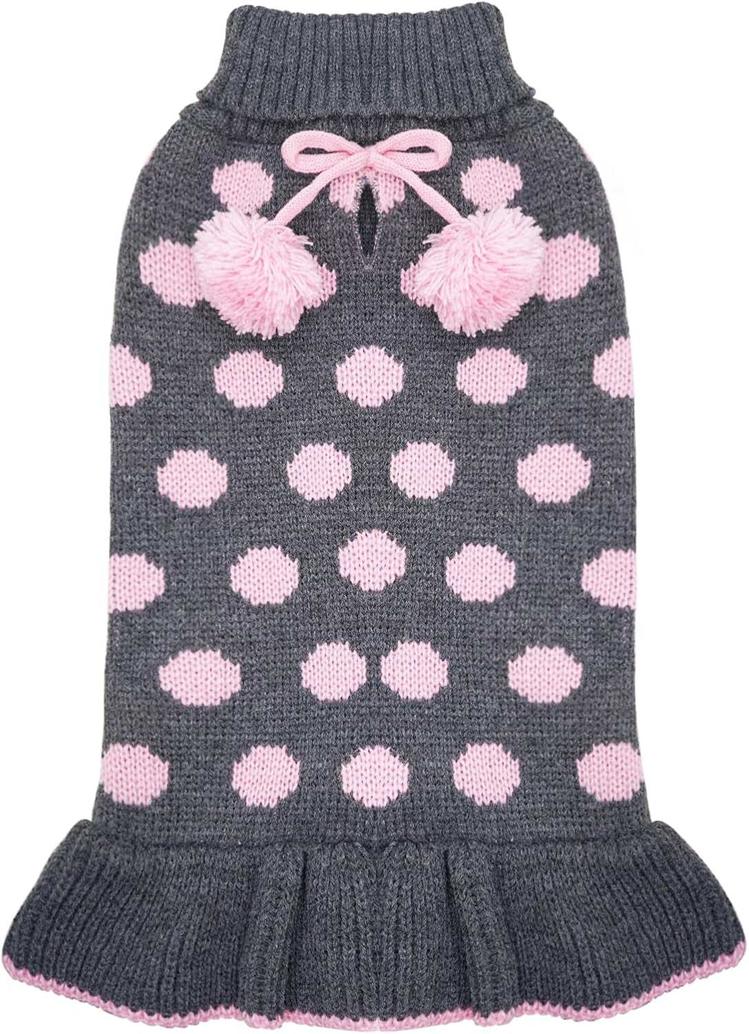 Dog Sweater Dress for Small Dogs Turtleneck Thick Knit Pullover