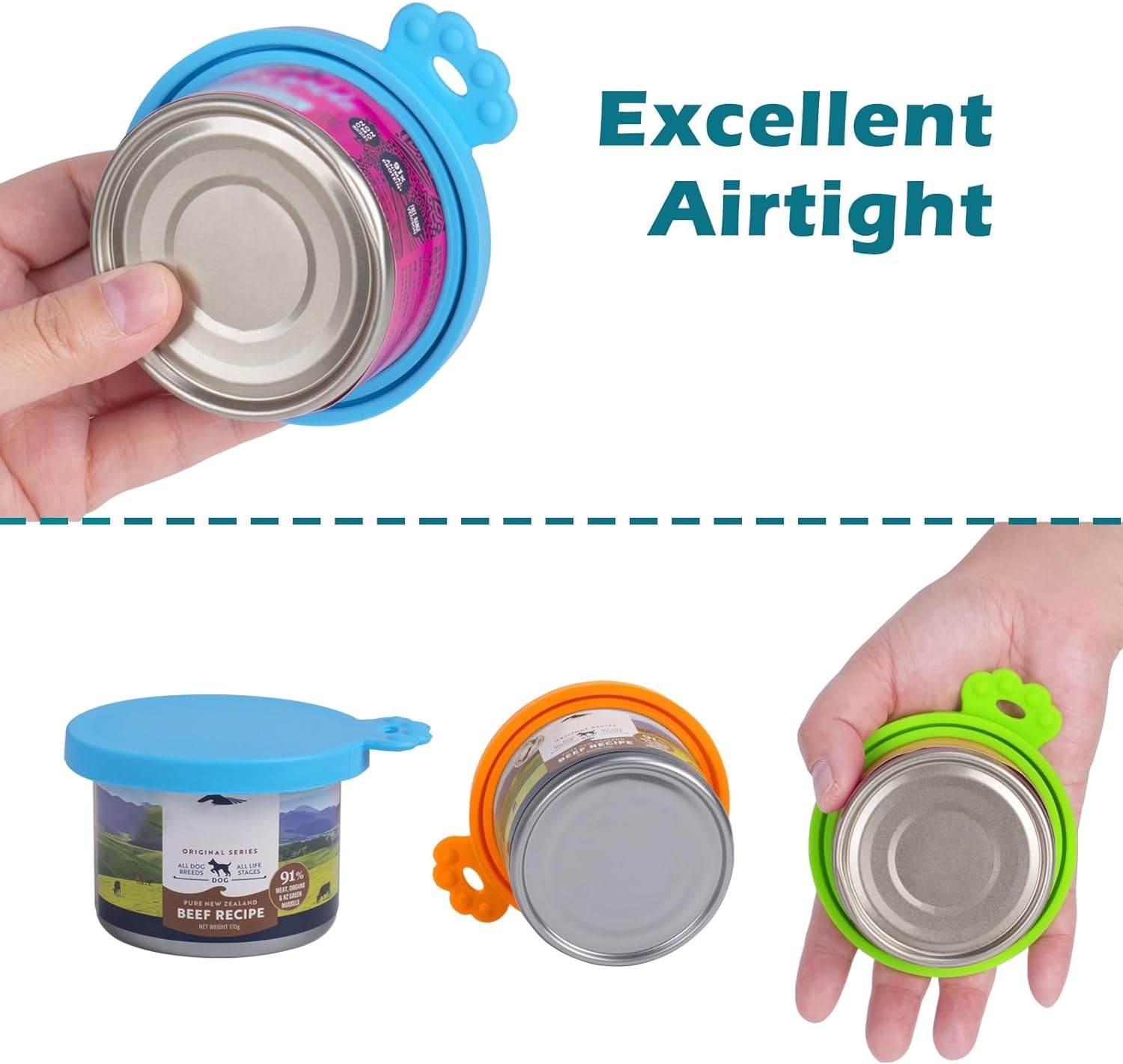 4 Packs Pet Food Can Covers Lids, Universal Size for Dog Cat Food