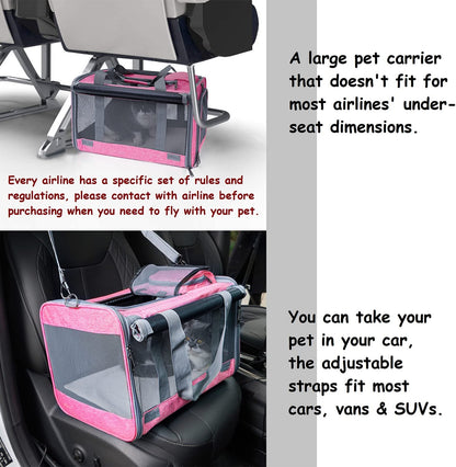 Pet Carrier for Large and Medium Cat, Soft-Sided Pet Crate for Puppy