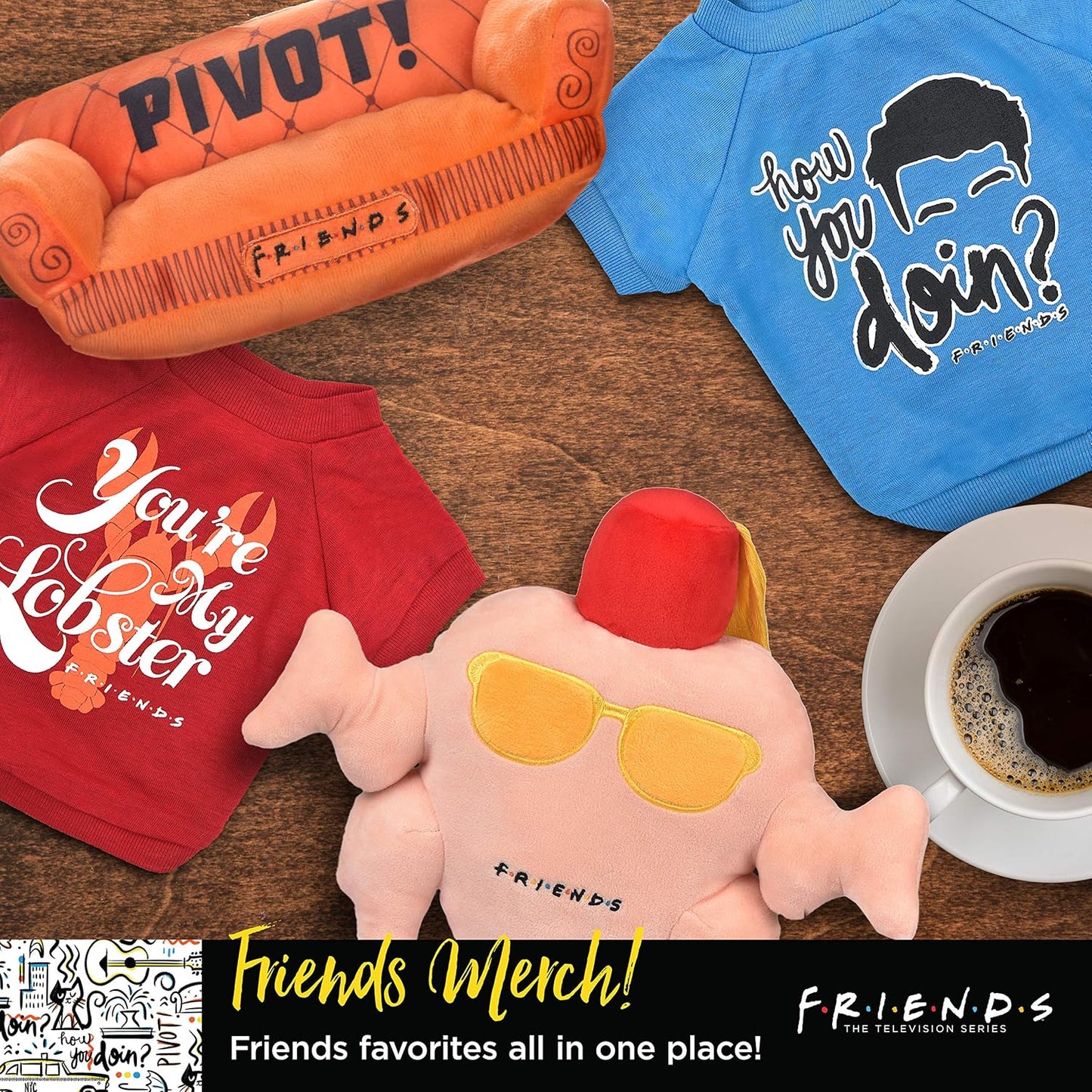 Friends TV Show Central Perk Coffee Cup Plush Dog Toy