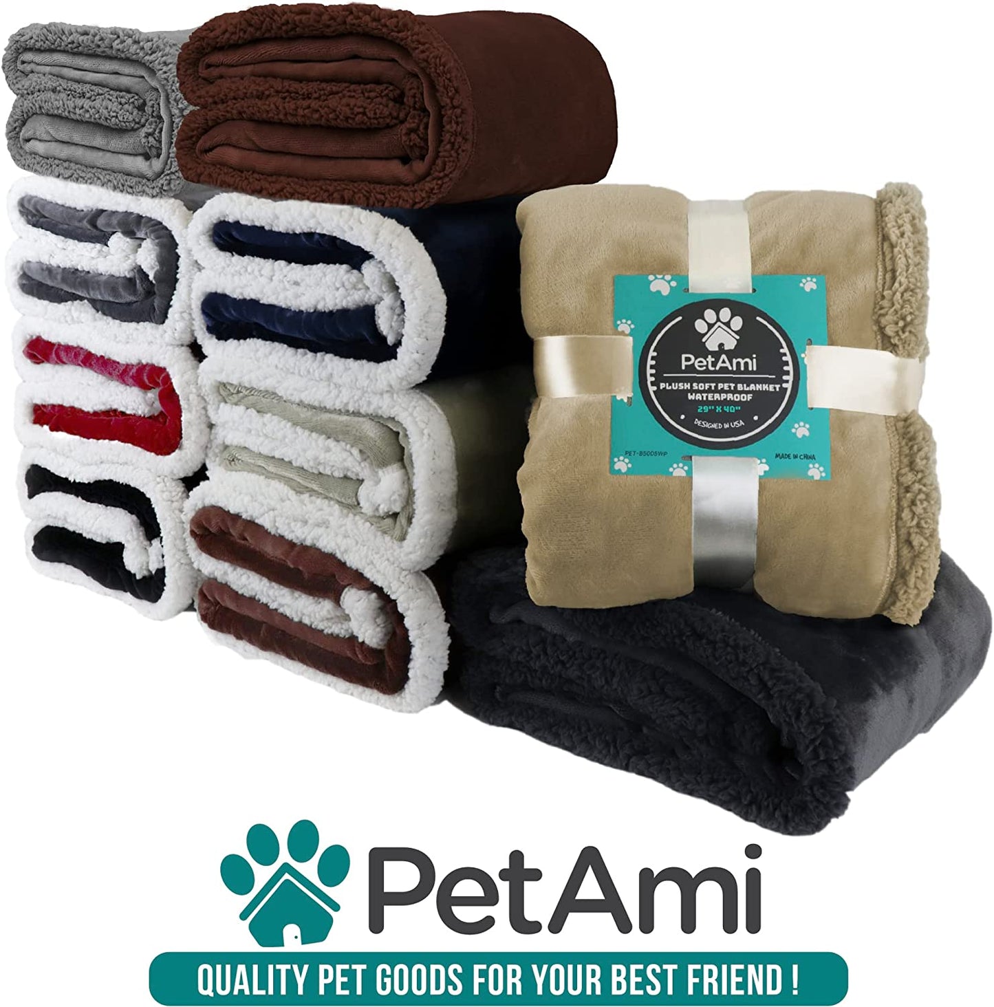 Waterproof Dog Blanket for Medium Large Dog Pet, 60X40 Brown Sherpa