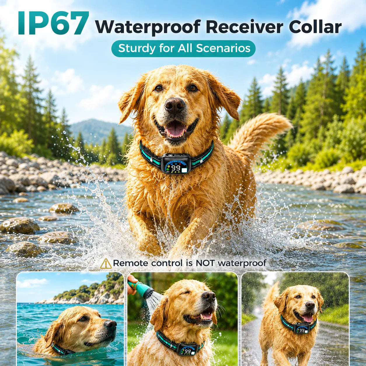 Sevy 3300FT Waterproof E-Collar with Four Training Modes: Beep, Vibration, Shock, and Anti-Bark for Small to Large Dogs - 2-Pack Rechargeable LCD Dog Training Collar with Remote Control for Two Dogs