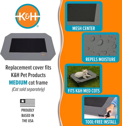 K&H Outdoor Elevated Dog Bed Pet Cot Replacement Cover, Medium 32X25In