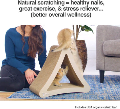 3-Sided Vertical Cat Scratching Post, 18In X 10.5In X 15.9In