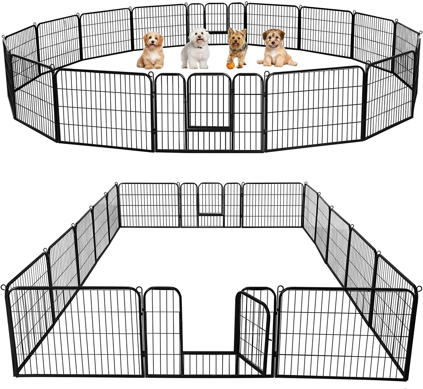 Dog Playpen 24In 16 Panels Pet Fence for Indoor Yard RV Camping