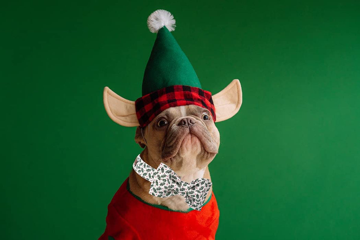 Christmas Dog Collar, Medium Pet Collar with Bowtie