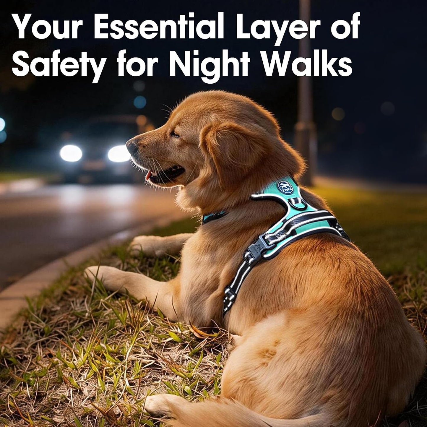 No Pull Dog Harness Medium, Reflective Vest with Front Clip & Handle