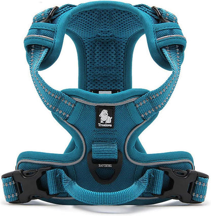 Adjustable No-Pull Dog Harness Reflective Vest, Blue, XS