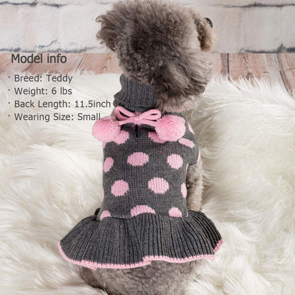 Dog Sweater Dress for Small Dogs Turtleneck Thick Knit Pullover