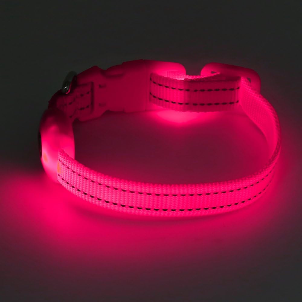 Light up Dog Collar for Small Dogs & Cats (Pink, XS)