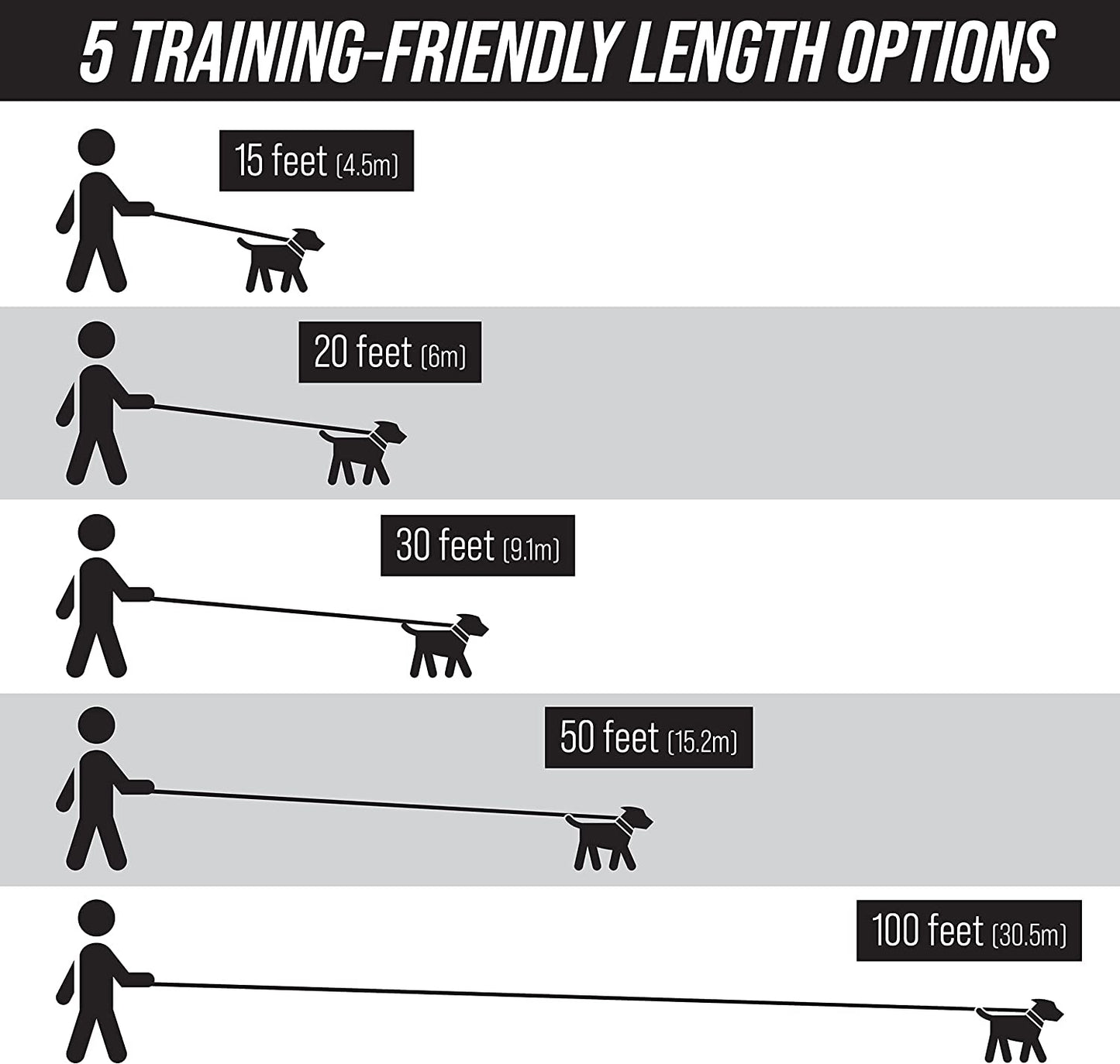 Long Trainer - 1 Inch Nylon Long Dog Training Leash with Storage Strap (50 Ft, Orange)