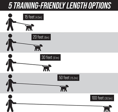 Long Trainer - 1 Inch Nylon Long Dog Training Leash with Storage Strap (50 Ft, Orange)