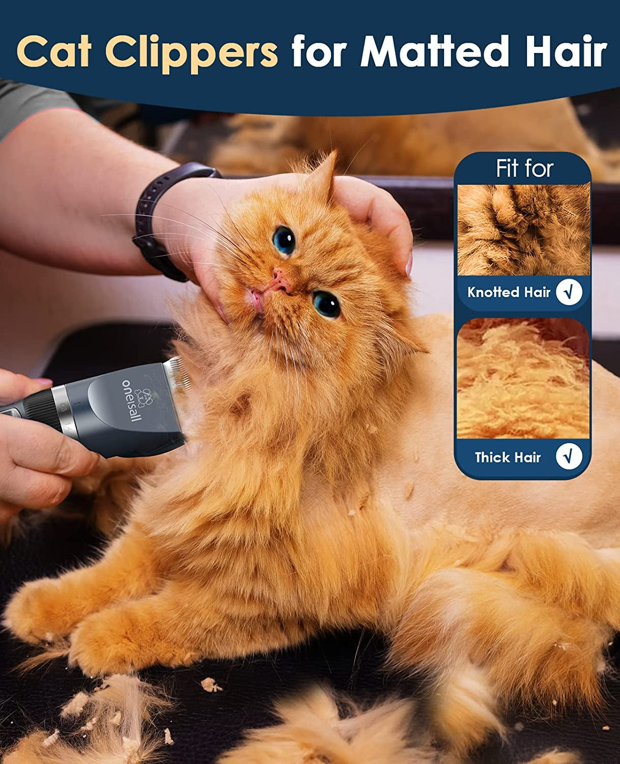 Quiet Cat Clippers for Matted Hair & Long Hair, Cat Shaver