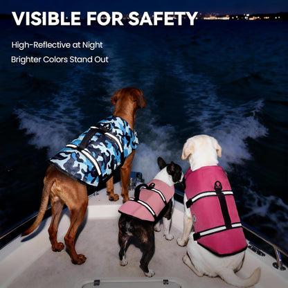 Dog Life Vest Rip Stop Dog Swim Vest, M, Pink