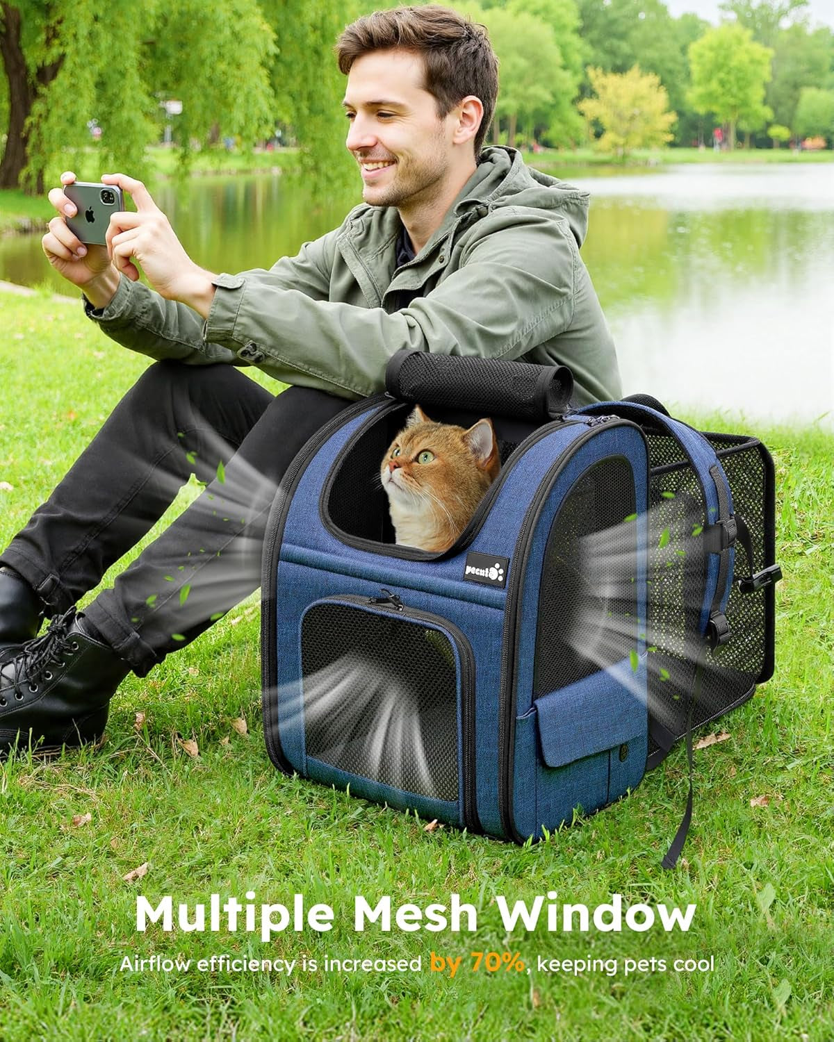 Cat Carrier Backpack Expandable, Cat Backpack with Breathable Window