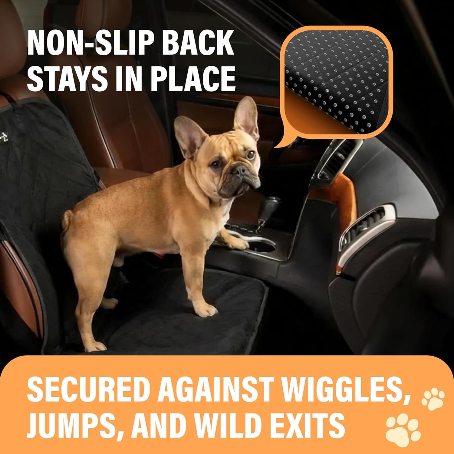 Dog Car Seat Cover, Waterproof Front Seat Protector for SUV Truck Sedan, Pet Safety Travel Comfort System with Universal Fit, Beige