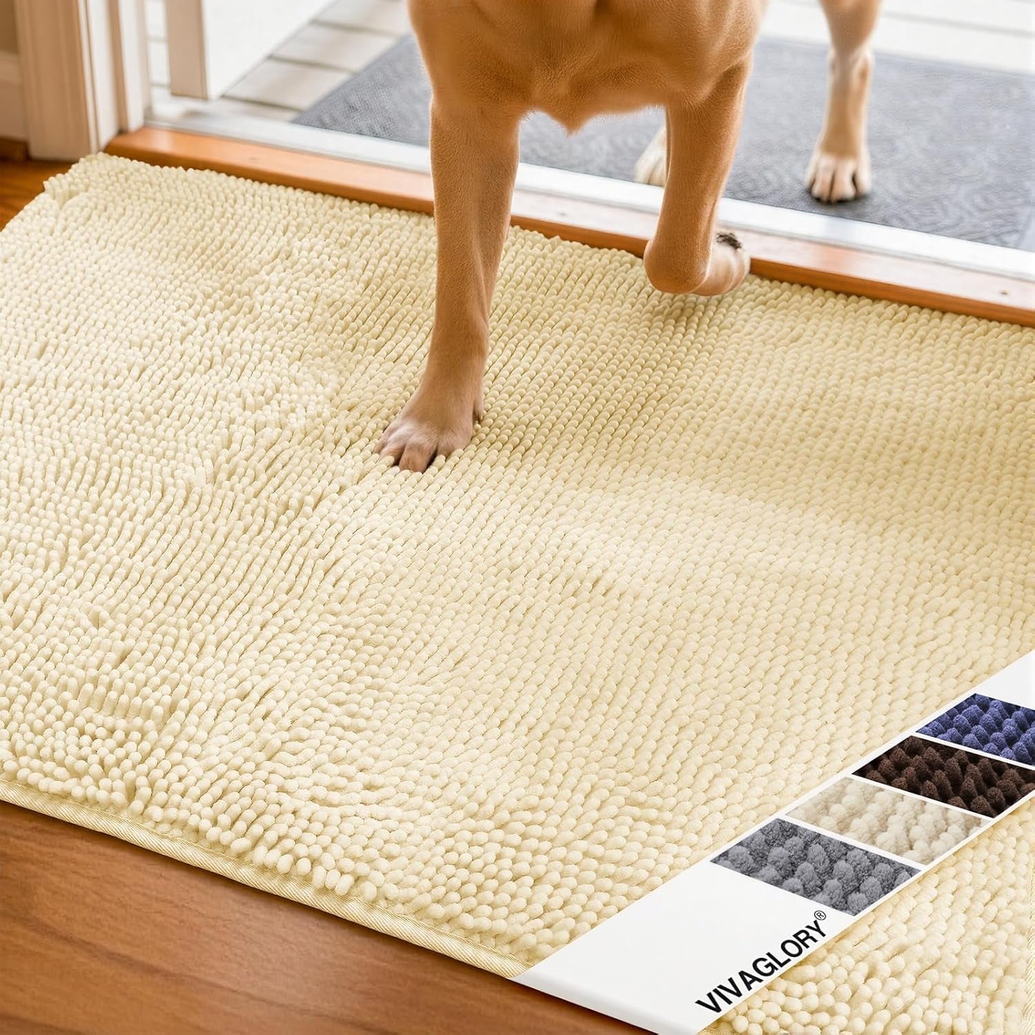 Dog Door Mat Absorpmax Dog Mat for Muddy Paw, 31 × 20", Beige