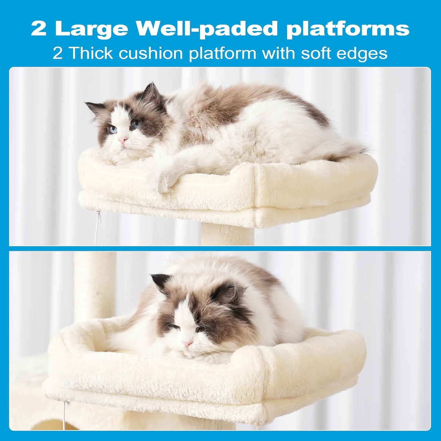Cat Tree Tower with Sisal Scratching Posts, Big Condo, MPJ020M