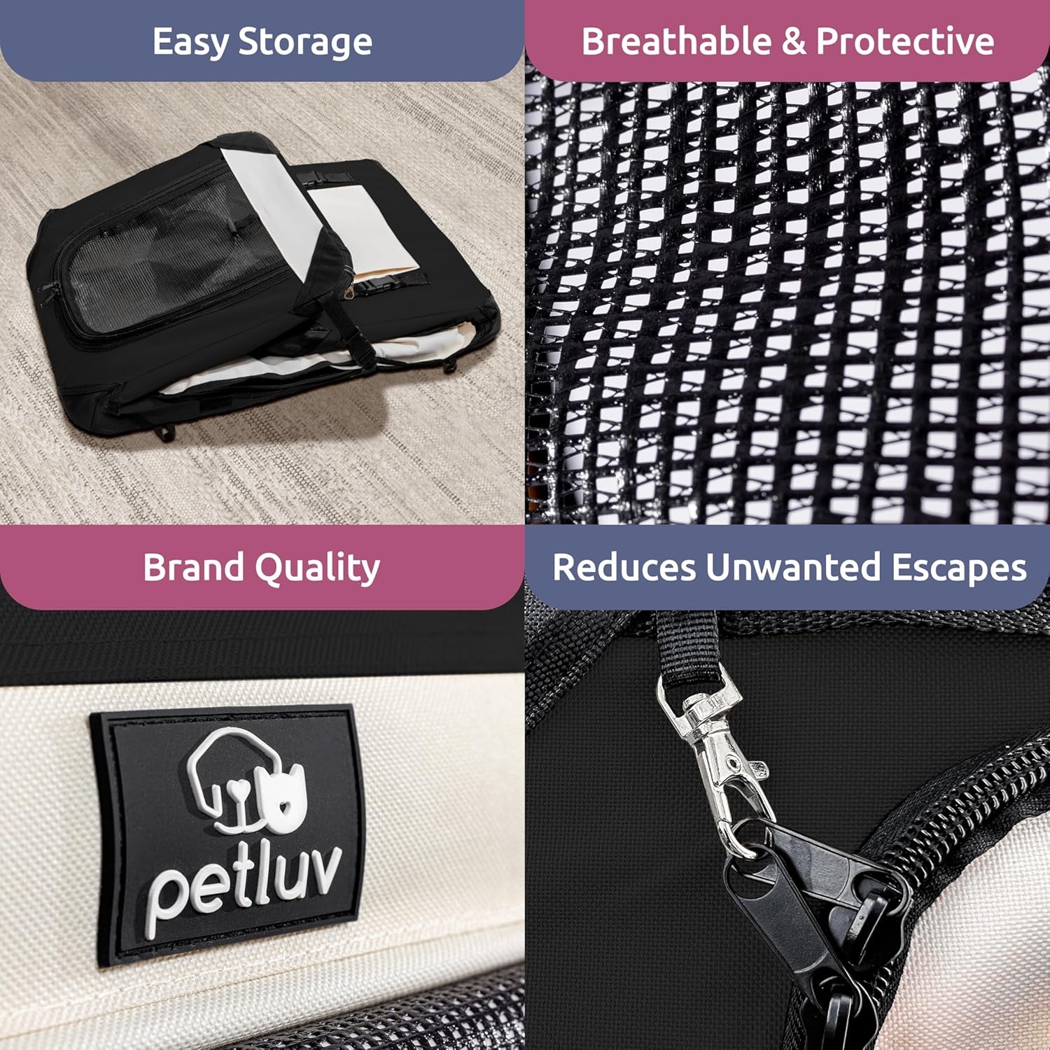 Cat & Dog Carrier, Fits Most Cats or Small Dog Comfortably, Medium, Black