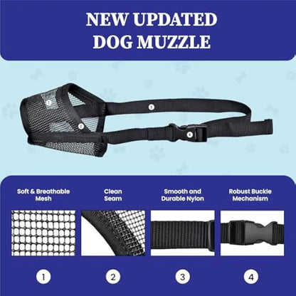 Adjustable Air Mesh Dog Muzzle for Various Breeds - Prevents Biting, Chewing, and Licking