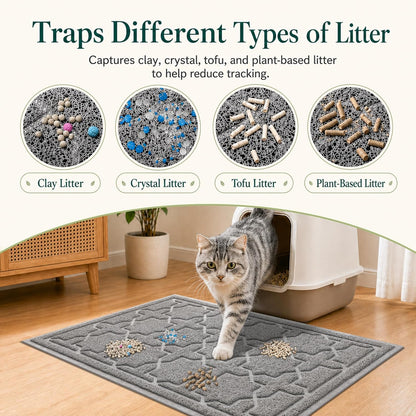 Cat Litter Mat, Waterproof Litter Trap Mat, 35.4X23.6, Dark Grey