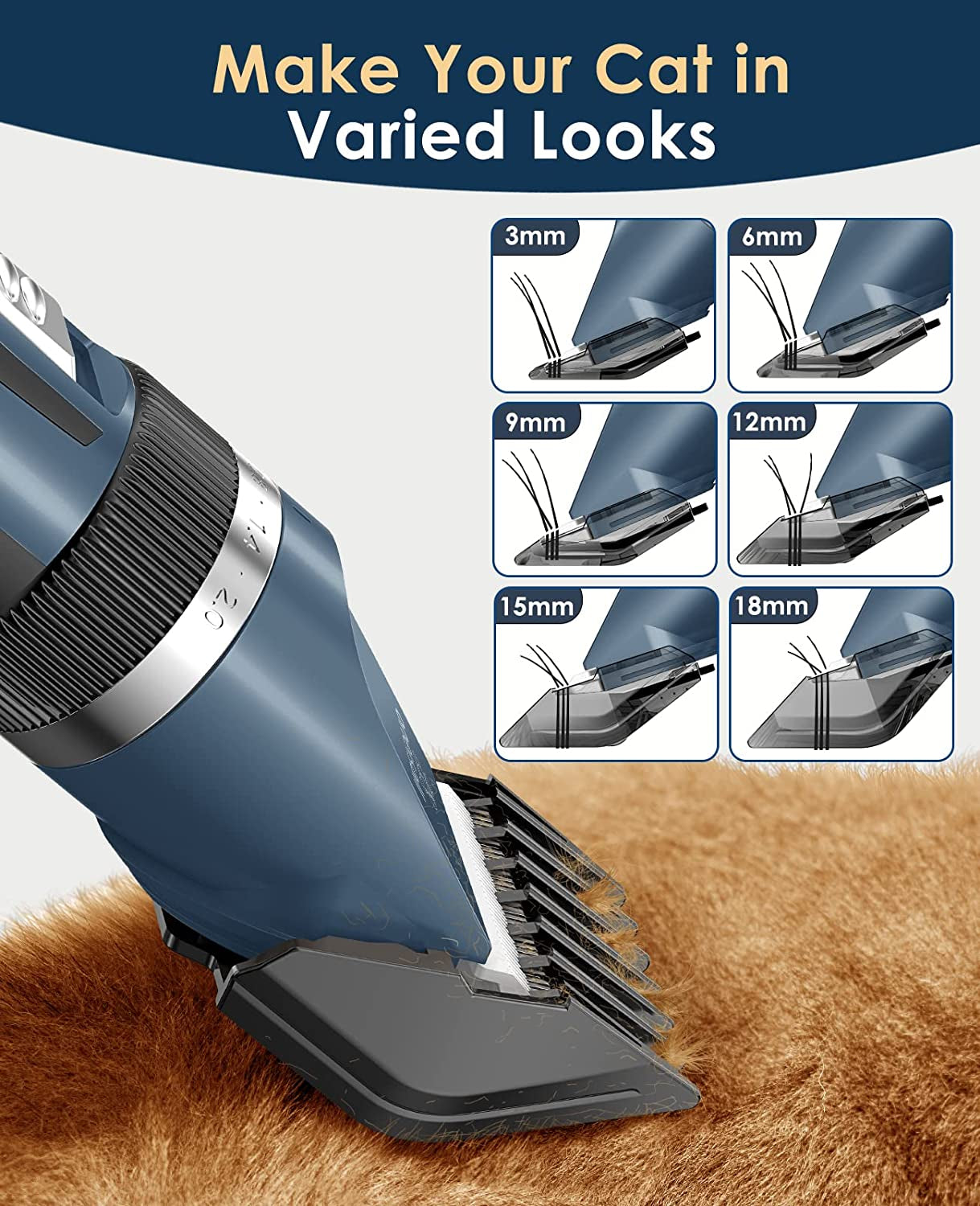 Quiet Cat Clippers for Matted Hair & Long Hair, Cat Shaver