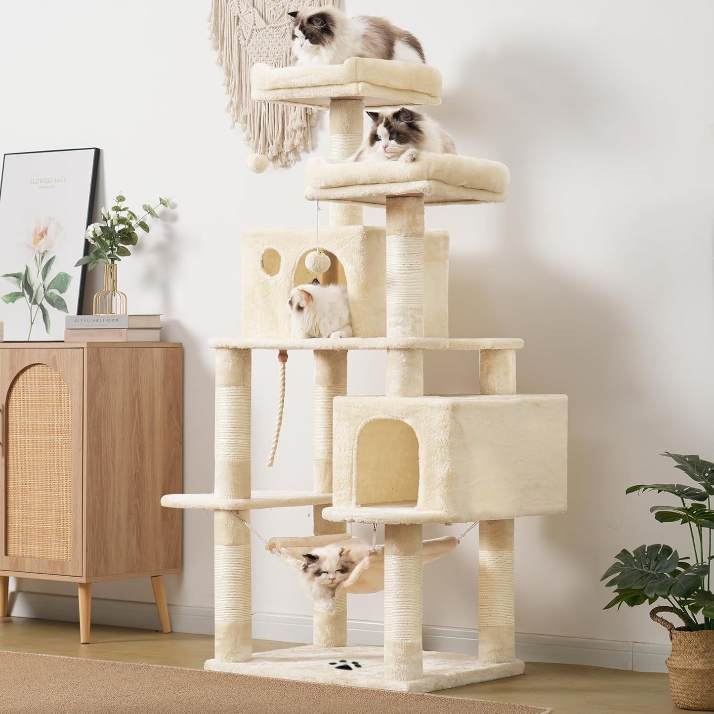 Cat Tree Tower with Sisal Scratching Posts, Big Condo, MPJ020M