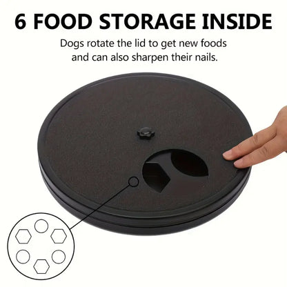 3-In-1 Multifunctional Dog Food Dispenser Plate Bowl, Dog Nail Scratch Pad Dog Nail Grinder Alteractive, Interactive Dog Training Plate Bowl