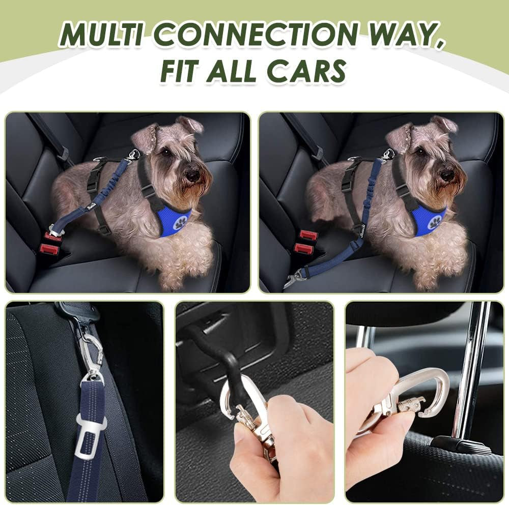 Dog Car Harness Seat Belt, Harness & Seatbelt with 2 in 1 Buckle
