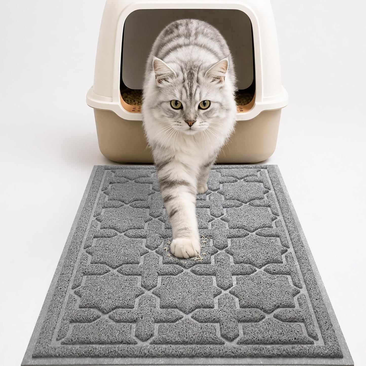 Cat Litter Mat, Waterproof Litter Trap Mat, 35.4X23.6, Dark Grey